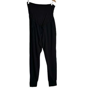 NEW NWT SERAPHINE Maternity black jogger pants size MEDIUM pockets drawstring